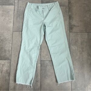 G1 Goods light green twill raw hem ankle cropped pants size 0